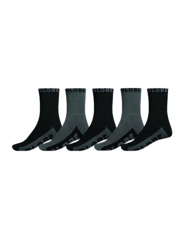Globe Black/Gray Crew 5PK Size 7-11 - Socks